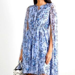 ERDEM Dress, Size 14 Graphic Vine Austin Dress with cape